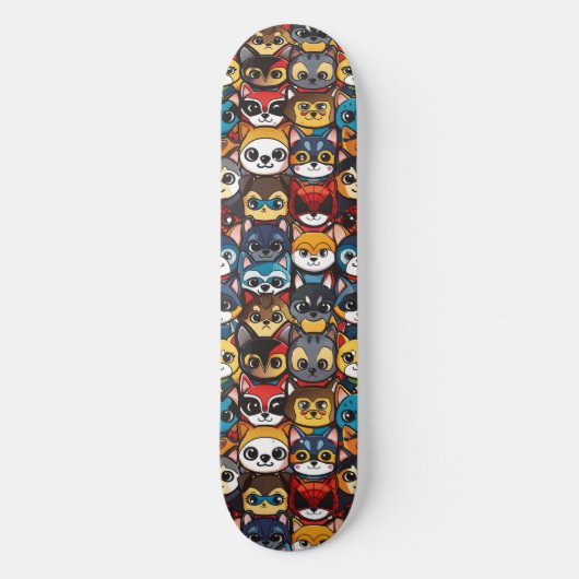Anime Kawaii Chibi Niedlich Superhero Cats Skateboard (Vorderseite)