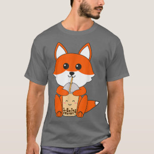 Anime Kawaii Fox Boba Drink Tea Bubble Girls Ka T-Shirt