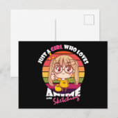 Anime Kawaii Girl | Anime & Sketching Lover Postkarte (Vorne/Hinten)