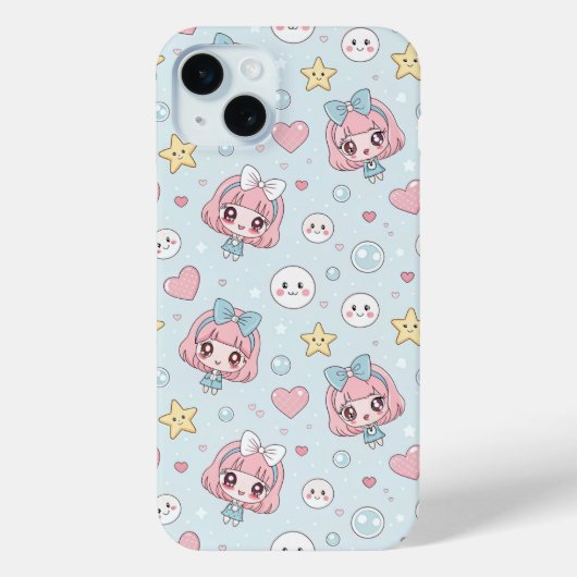 Anime Kawaii in Pastel Colors with Hearts and Star Case-Mate iPhone Hülle (Rückseite)