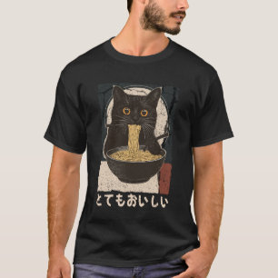 Anime Kawaii Katze isst Ramen japanische Katze T-Shirt
