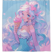 Anime Kawaii Mermaid Duschvorhang (Vorderseite)