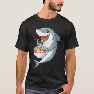 Anime Kawaii Shark Eating Ramen Noodle Gifts Men W T-Shirt