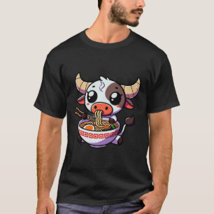 Anime Kawaii Texas Kuh Eating Ramen Clothing Noodl T-Shirt