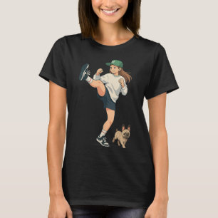 Anime Kickboxer geht französischer Bulldogge Stree T-Shirt