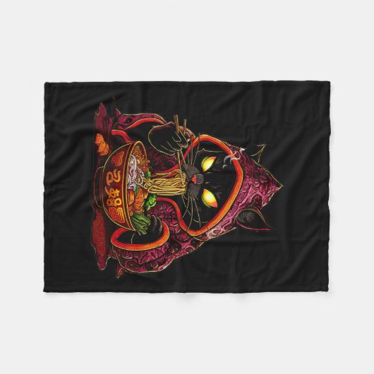 Anime Kids Cat Ramen Japanisch Kids Kawaii Cat Ram Fleecedecke (Vorderseite (Horizontal))
