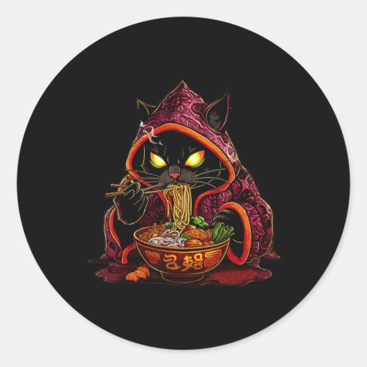 Anime Kids Cat Ramen Japanisch Kids Kawaii Cat Ram Runder Aufkleber (Vorderseite)