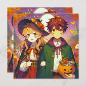 Anime Kid's in Halloween-Kostümen Einladung (Vorne/Hinten)