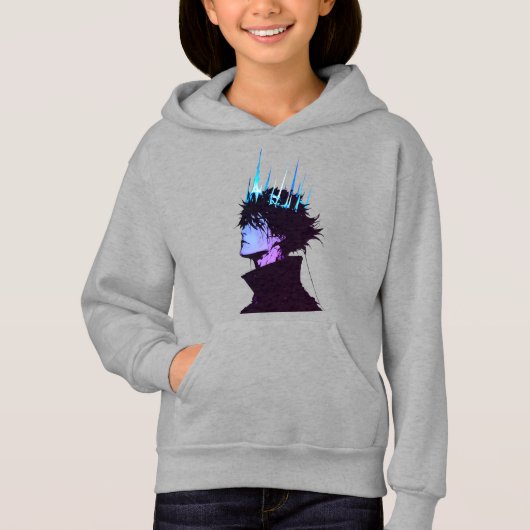 Anime King Gothic Male Portrait with Blue Crown Hoodie (Vorderseite)