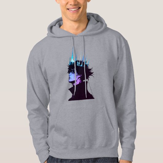 Anime King Gothic Male Portrait with Blue Crown Hoodie (Vorderseite)