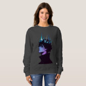 Anime King Gothic Male Portrait with Blue Crown Sweatshirt (Vorne ganz)
