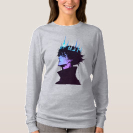 Anime King Gothic Male Portrait with Blue Crown T-Shirt