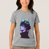 Anime King Gothic Male Portrait with Blue Crown Tri-Blend Shirt (Vorderseite)