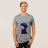 Anime King Gothic Male Portrait with Blue Crown Tri-Blend Shirt (Vorderseite voll)