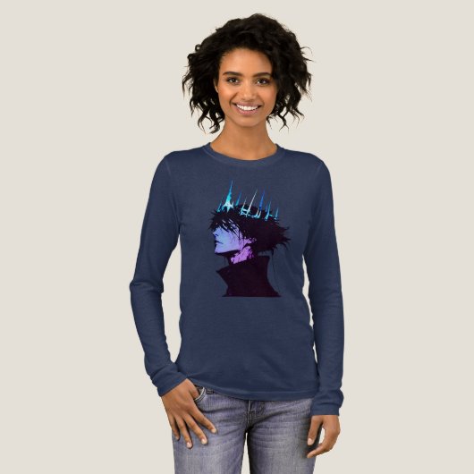 Anime King Gothic Male Portrait with Blue Crown Tri-Blend Shirt (Volle Vorderseite)