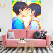Anime Kiss | Junge und Mädchen in der Liebe Leinwanddruck (Insitu (Wohnzimmer))