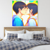 Anime Kiss | Junge und Mädchen in der Liebe Leinwanddruck (Insitu (Schlafzimmer))