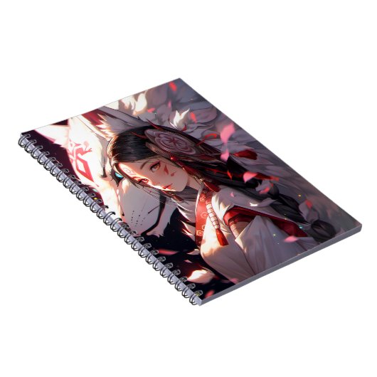 Anime Kitsune Girl Niedlich Fox Fantasy Art Notizblock (Rechte Seite)