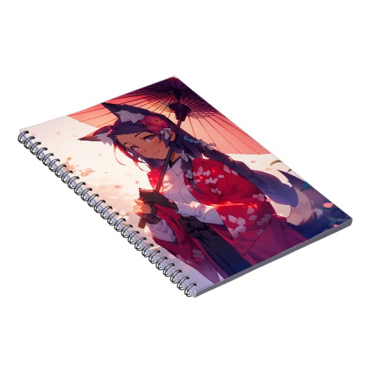 Anime Kitsune Girl Niedlich Fox Fantasy Art Notizblock (Rechte Seite)