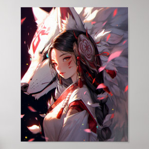 Anime Kitsune Girl Niedlich Fox Fantasy Art Poster