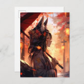 Anime Kitsune Girl Niedlich Fox Fantasy Art Postkarte (Vorne/Hinten)