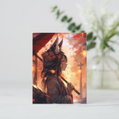 Anime Kitsune Girl Niedlich Fox Fantasy Art Postkarte (Stehend Vorderseite)