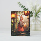 Anime Kitsune Girl Niedlich Fox Fantasy Art Postkarte (Stehend Vorderseite)