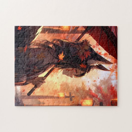 Anime Kitsune Girl Niedlich Fox Fantasy Art Puzzle (Horizontal)
