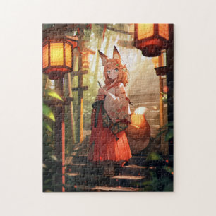 Anime Kitsune Girl Niedlich Fox Fantasy Art Puzzle
