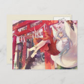 Anime Kitsune Girl Postcard Postkarte (Vorne/Hinten)