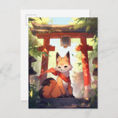 Anime Kitsune Niedlich Fox Fantasy Art Postkarte (Vorne/Hinten)
