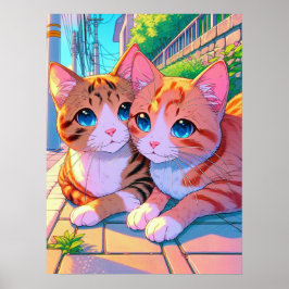 Anime Kittens Poster