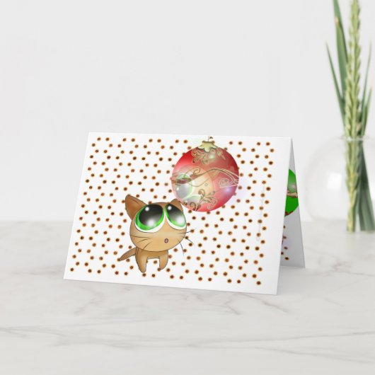 Anime Kitty Holiday Feiertagskarte (Vorderseite)