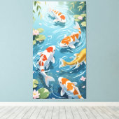 Anime koi swimming in the pond leinwanddruck (Insitu (Holzboden))