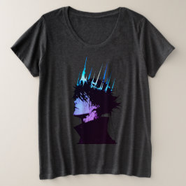Anime-König gothisches männliches Porträt mit blau Große Größe T-Shirt