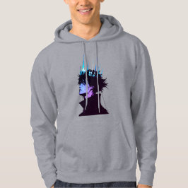 Anime-König gothisches männliches Porträt mit blau Hoodie