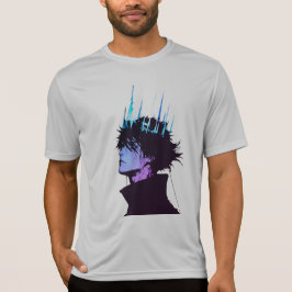 Anime-König gothisches männliches Porträt mit blau T-Shirt