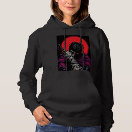 Anime Krieger Rotes Mond Schwert Umarme Kunst Hoodie