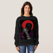 Anime Krieger Rotes Mond Schwert Umarme Kunst Sweatshirt (Vorne ganz)