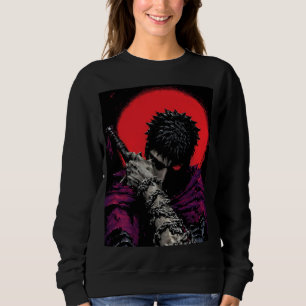 Anime Krieger Rotes Mond Schwert Umarme Kunst Sweatshirt