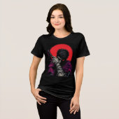 Anime Krieger Rotes Mond Schwert Umarme Kunst Tri-Blend Shirt (Vorderseite voll)