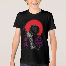 Anime Krieger Rotes Mond Schwert Umarme Kunst Tri-Blend Shirt