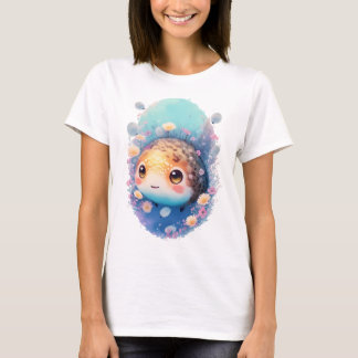 Anime Kugelfisch Garten Kawaii Wasserfarbe Grafik T-Shirt