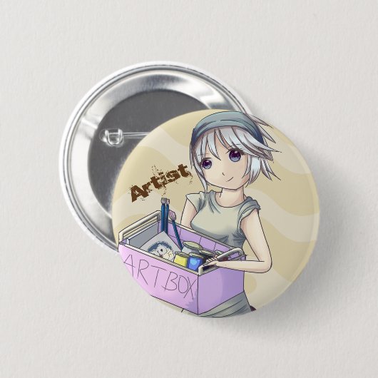 "Anime-Künstler-" Knopf Button (Vorne & Hinten)