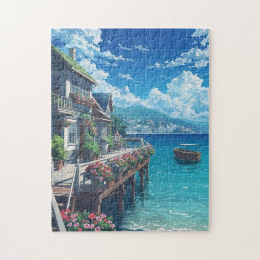 Anime-Küstenort-Puzzle – Seaside Flow Puzzle (Vertikal)