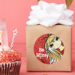 Anime-Liebe - be mine Runder Aufkleber