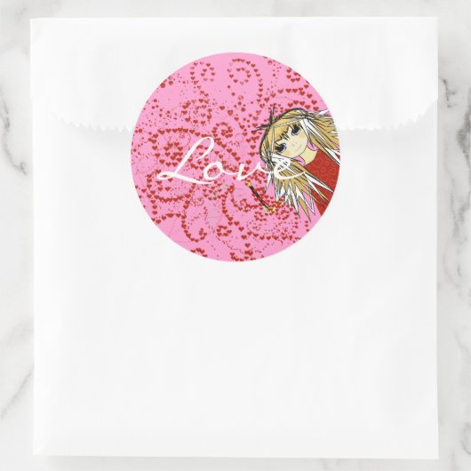 Anime-Liebe- Runder Aufkleber (Tasche)