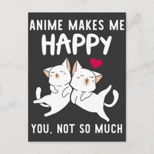 Anime Lover Cat Happy Japan Feline Art Heart Postkarte