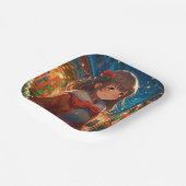 Anime-Mädchen an Weihnachten oder Silvester Pappteller (Gewinkelt)