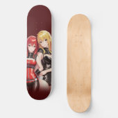 Anime-Mädchen auf Skateboard in Braun (Vorderseite)